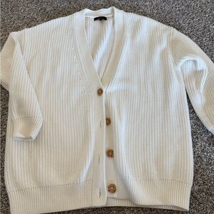 Quince White Cardigan Sweater
